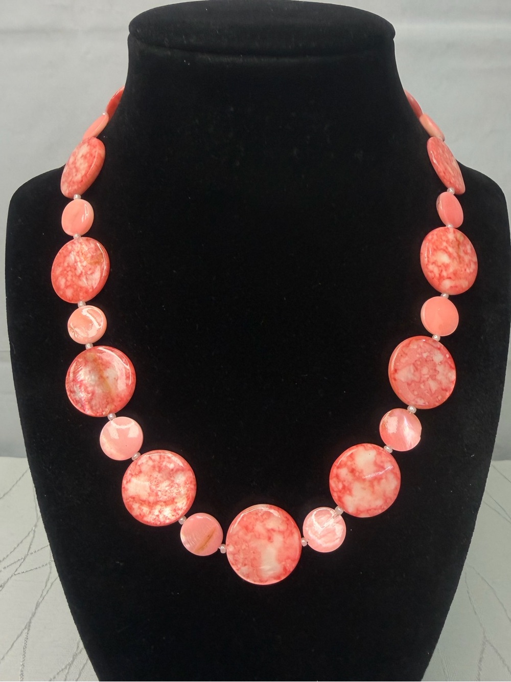 Coral Pink Mother of Pearl Necklace